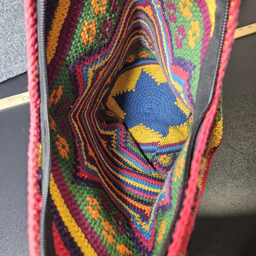 Crochet Hobo Bag‎ Wayuu Style Purse Boho Hippie Colorful
